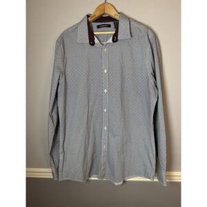 Axist Shirt Mens Large Business Casual Pocket Button Blue/red Long‎ Sleeve